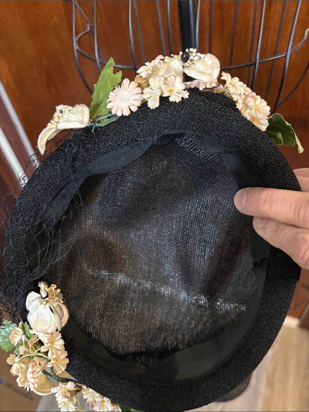 Vintage Black Floral Embellished Hat- Women's Accessory - Picture 4 of 7